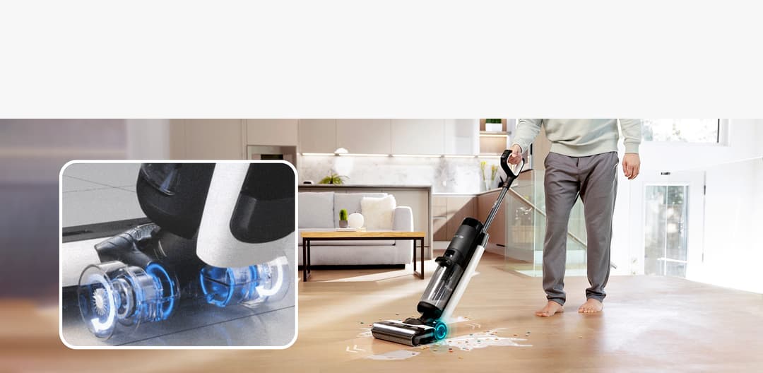 Tineco Floor One S7 Pro làm sạch vết bẩn ướt trên sàn nhà